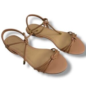 NEW Arezzo Camila Flat Sandals Size 8 True Sand Tan Strappy Tie Boho Flats Nude